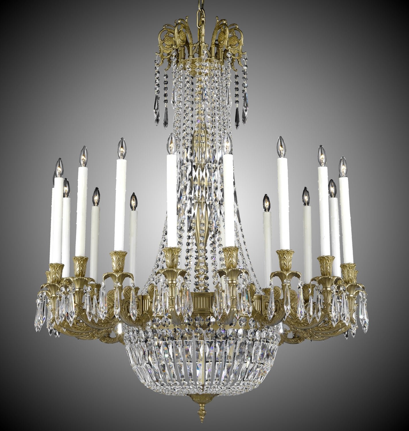 American Brass & Crystal - CH2343-P-16G-PI - 18 Light Chandelier - Finisterra - True Brass