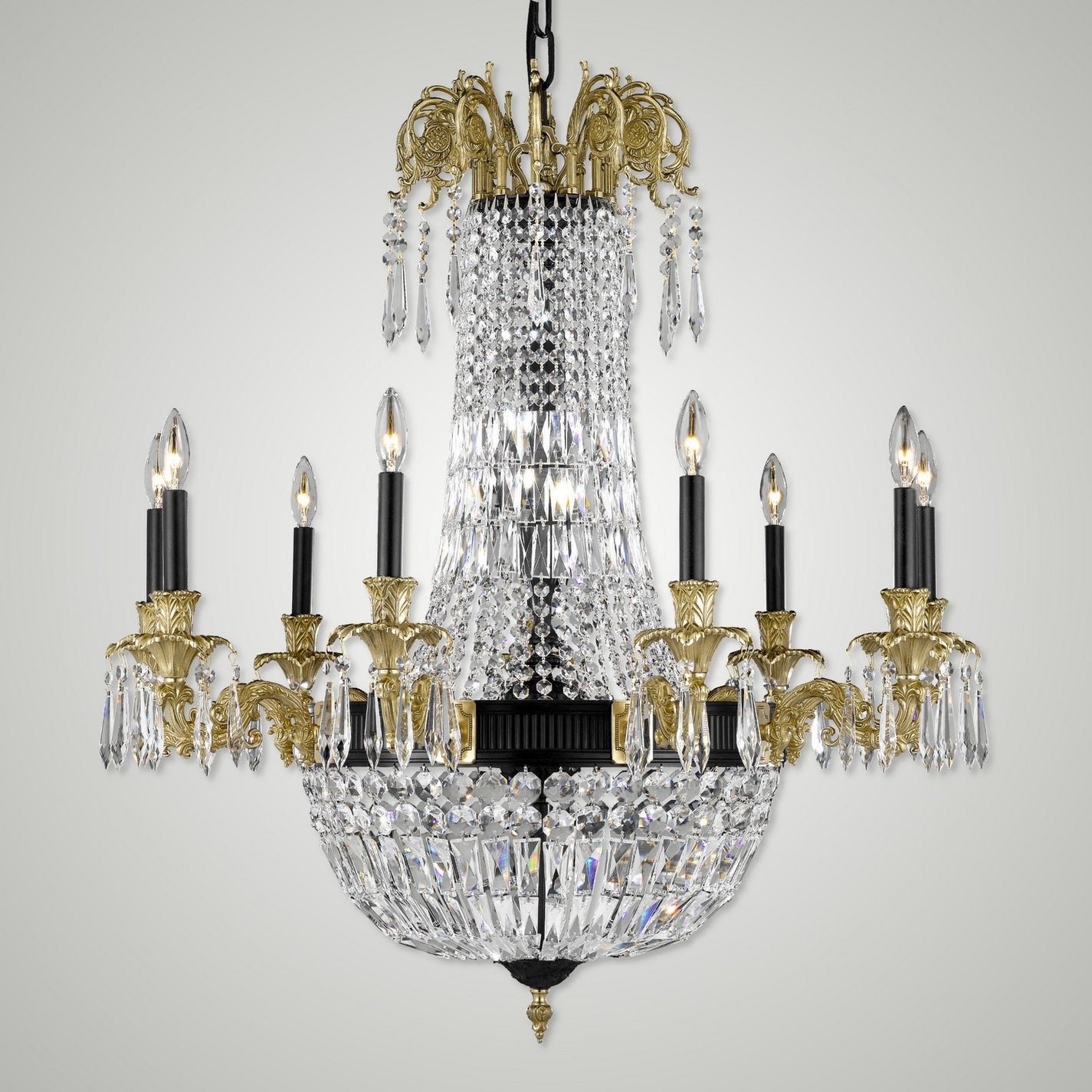 American Brass & Crystal - CH2143-P-05S-16G-ST - 18 Light Chandelier - Finisterra - Old Bronze(Black) with True Brass