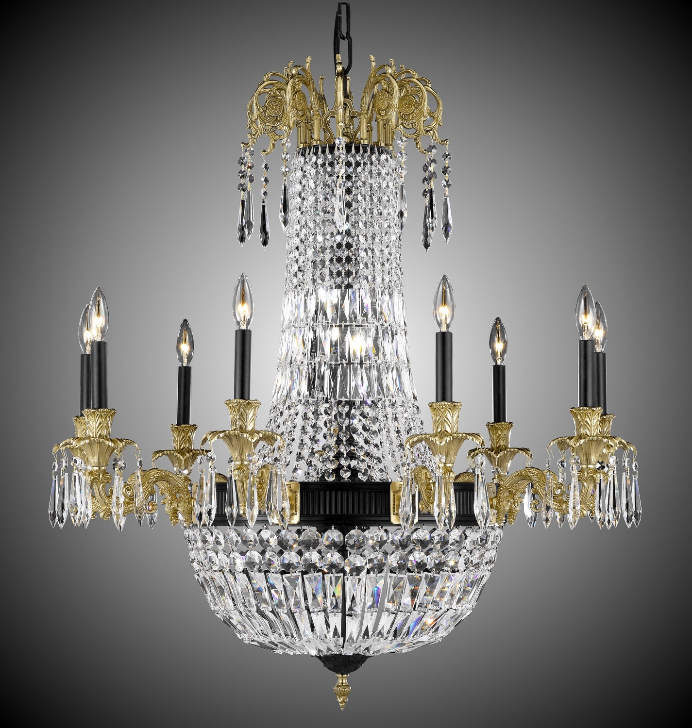 American Brass & Crystal - CH2143-P-05S-16G-ST - 18 Light Chandelier - Finisterra - Old Bronze(Black) with True Brass