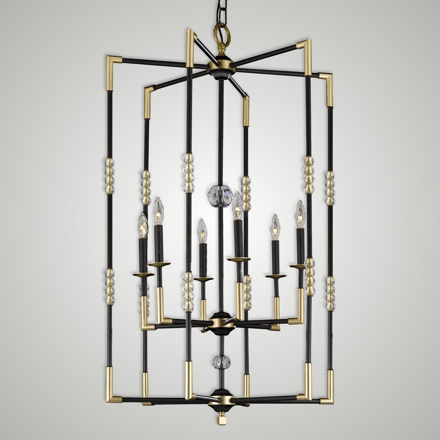 American Brass & Crystal - CH3504-35S-36G-ST - Six Light Chandelier - Magro - Old Bronze (Black) with Old Brass