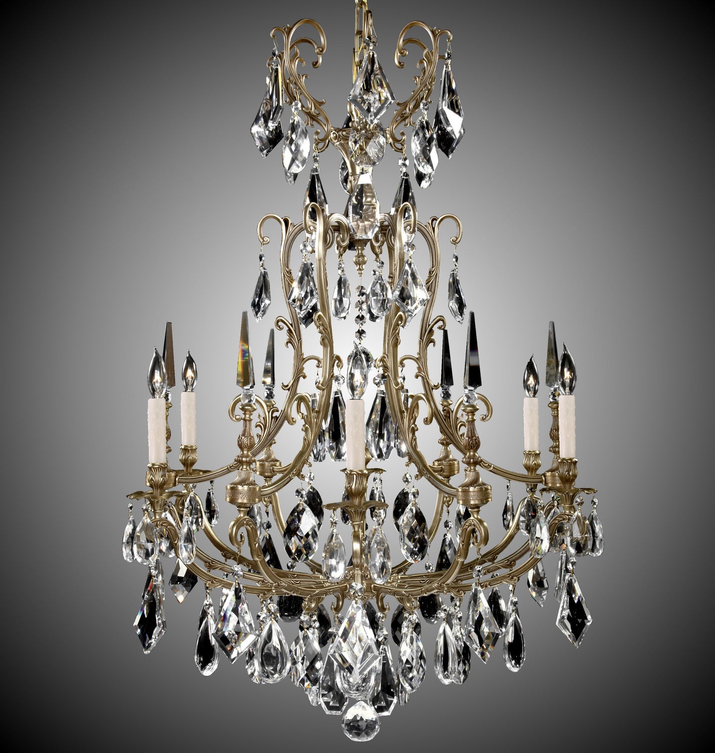 American Brass & Crystal - CH7016-B-03G-PI - Six Light Chandelier - Parisian - French Gold Glossy