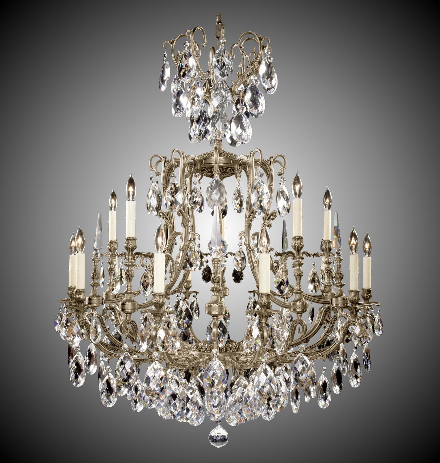 American Brass & Crystal - CH7028-O-02G-PI - 15 Light Chandelier - Parisian - Antique Black Glossy