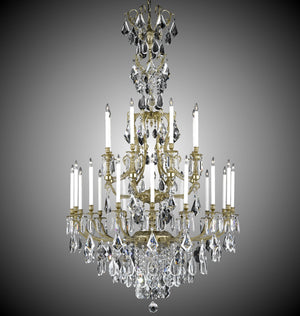 American Brass & Crystal - CH7336-B-16G-PI - 24 Light Chandelier - Parisian - True Brass