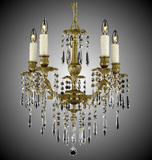 American Brass & Crystal - CH7813-U-16G-PI - Five Light Chandelier - Parisian - True Brass