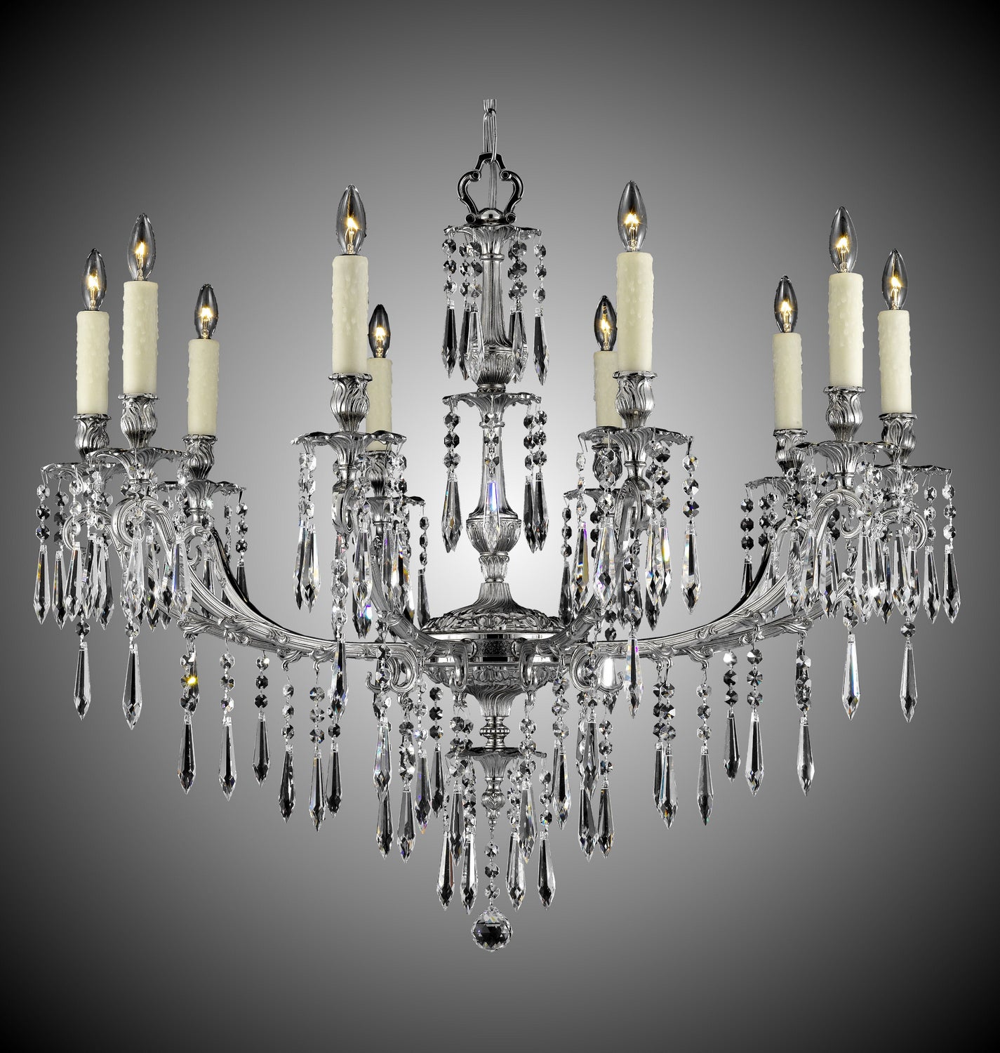 American Brass & Crystal - CH7816-U-08G-PI - Ten Light Chandelier - Parisian - Silver