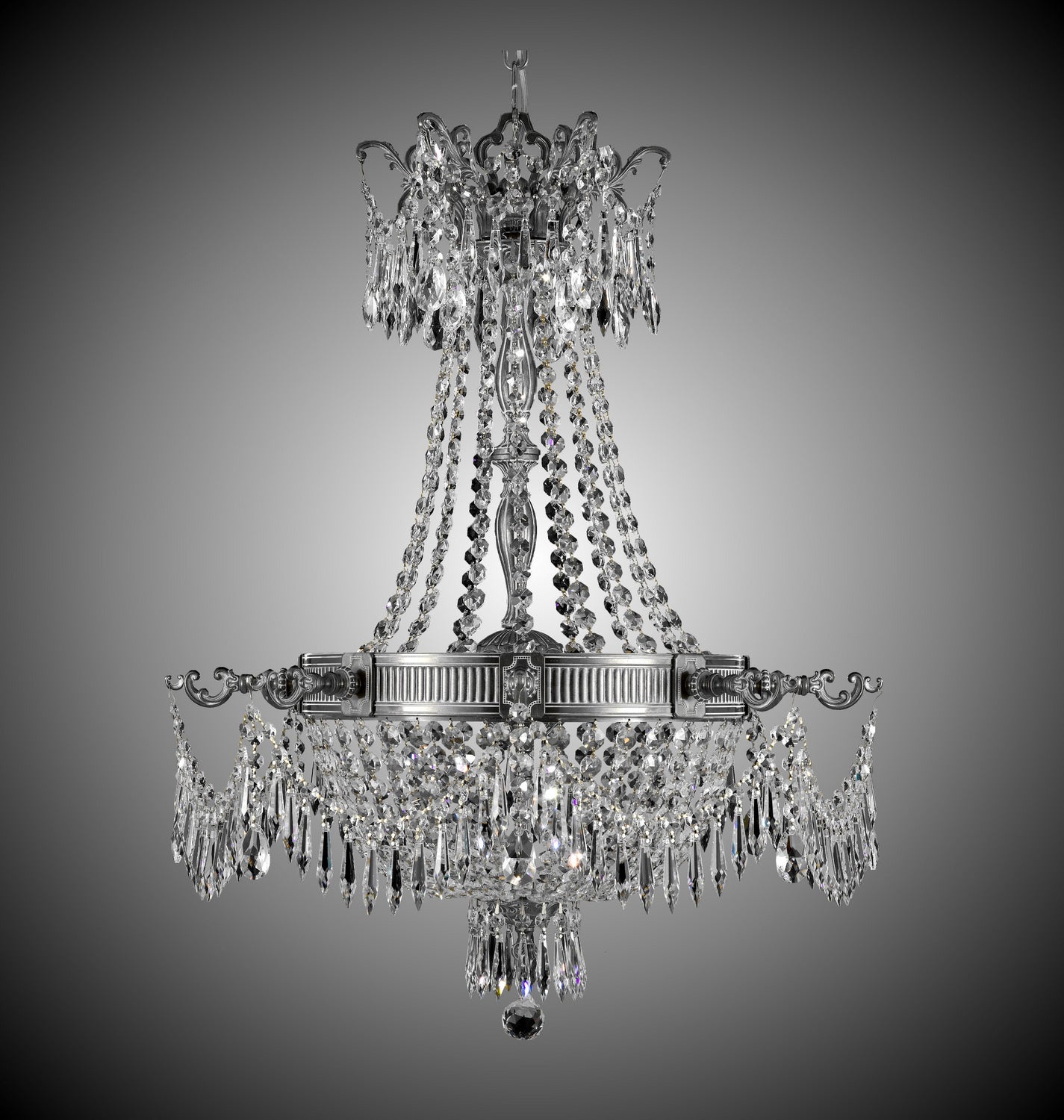 American Brass & Crystal - CH8121-P-10W - Six Light Chandelier - Valencia - White Nickel