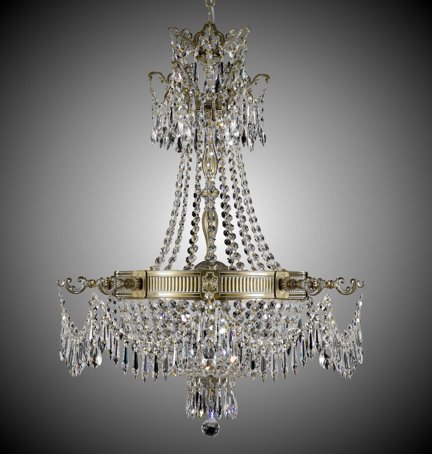 American Brass & Crystal - CH8122-P-04G - Eight Light Chandelier - Valencia - Antique White Glossy