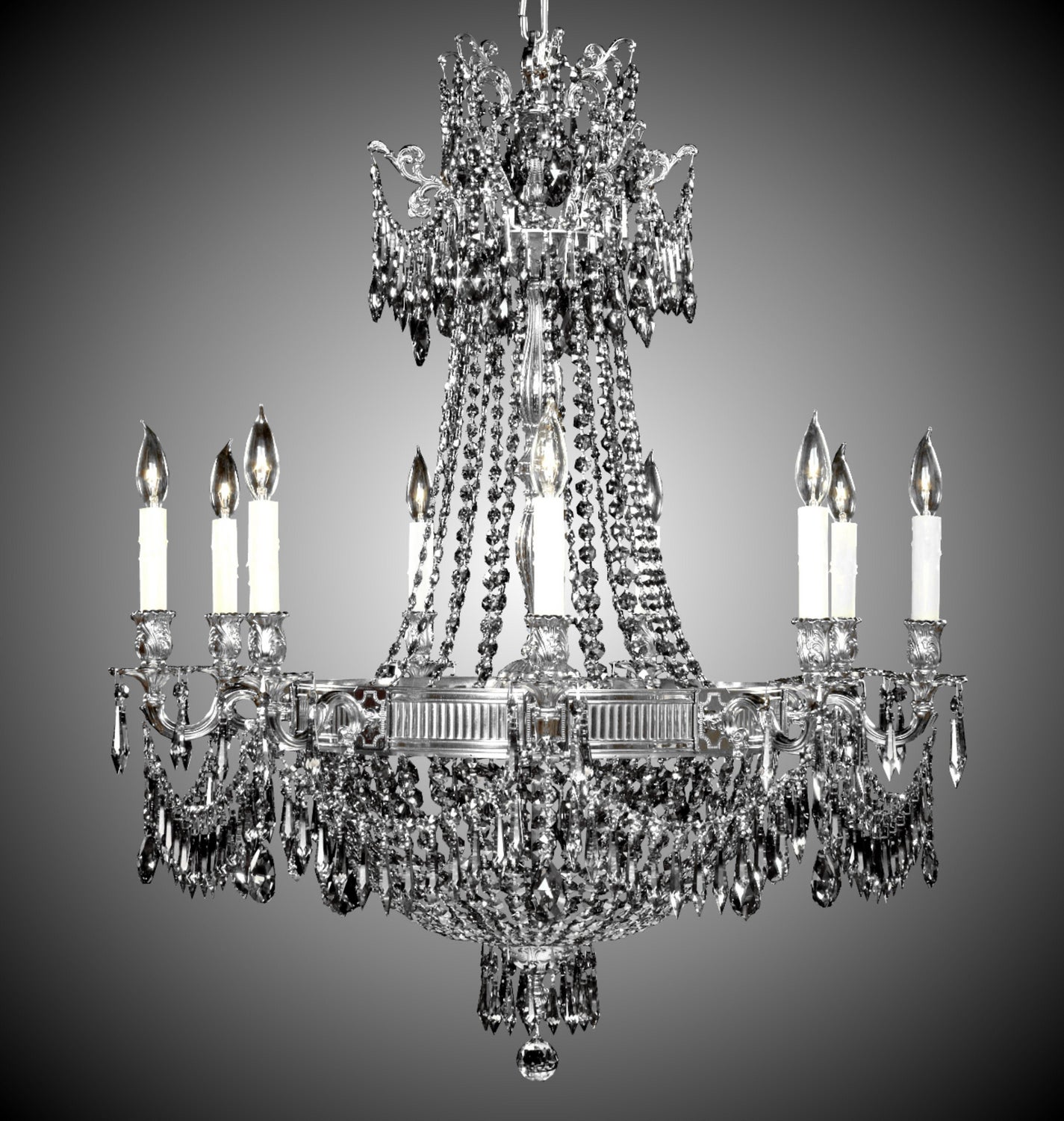 American Brass & Crystal - CH8143-P-08G-PI - 18 Light Chandelier - Valencia - Silver