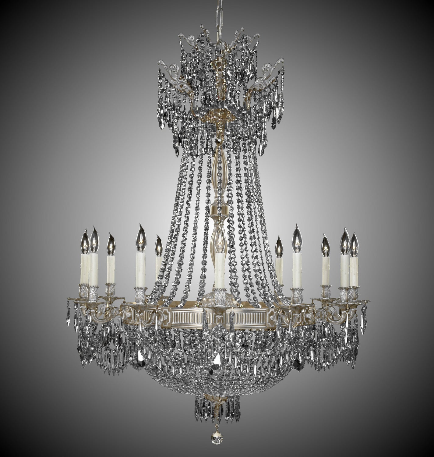 American Brass & Crystal - CH8144-P-04G-PI - 24 Light Chandelier - Valencia - Antique White Glossy