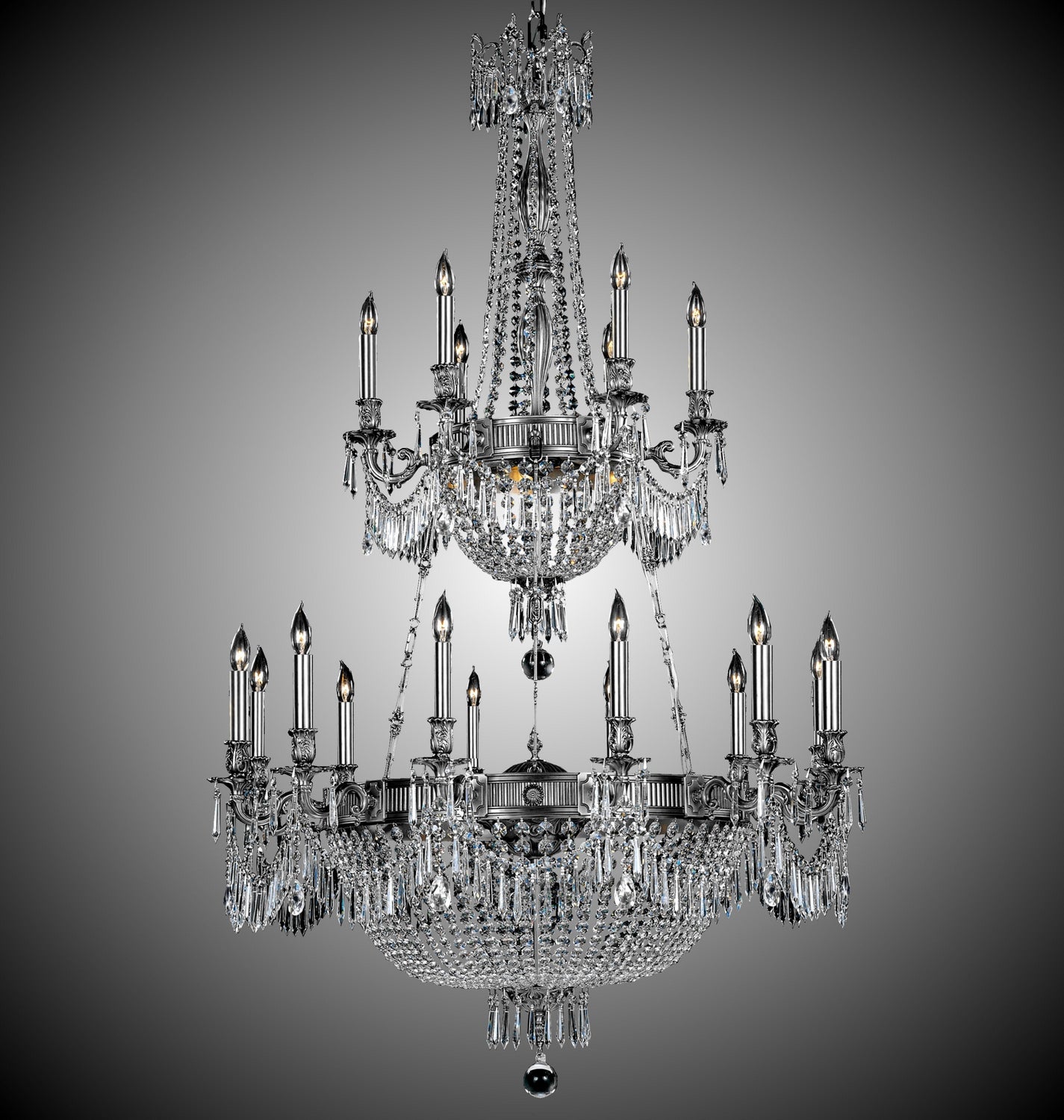 American Brass & Crystal - CH8152-P-10G-ST - 33 Light Chandelier - Valencia - Antique Silver