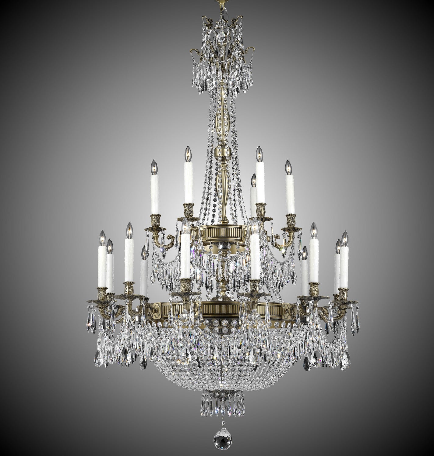 American Brass & Crystal - CH8162-P-02G-PI - 33 Light Chandelier - Valencia - Antique Black Glossy