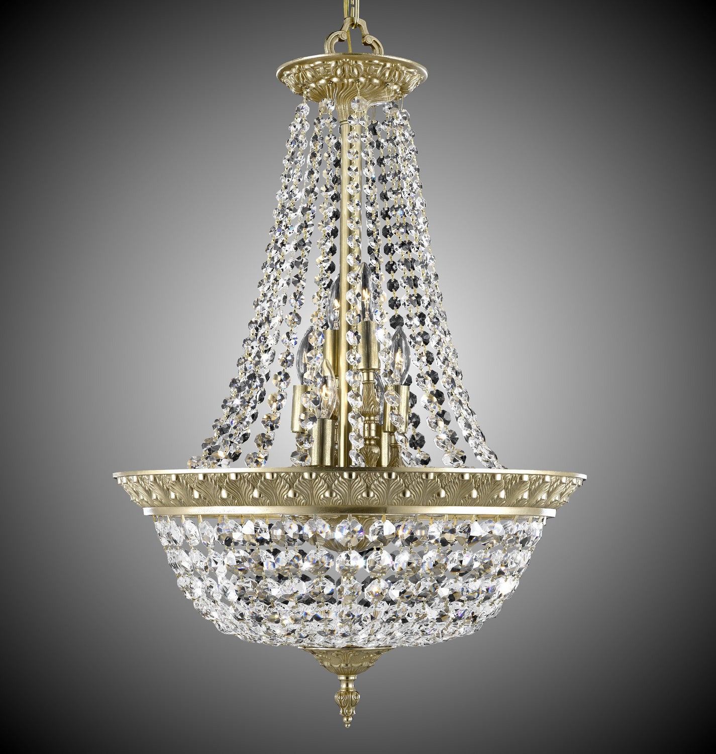 American Brass & Crystal - CH8519-P-16G - 12 Light Chandelier - Corinthian - True Brass