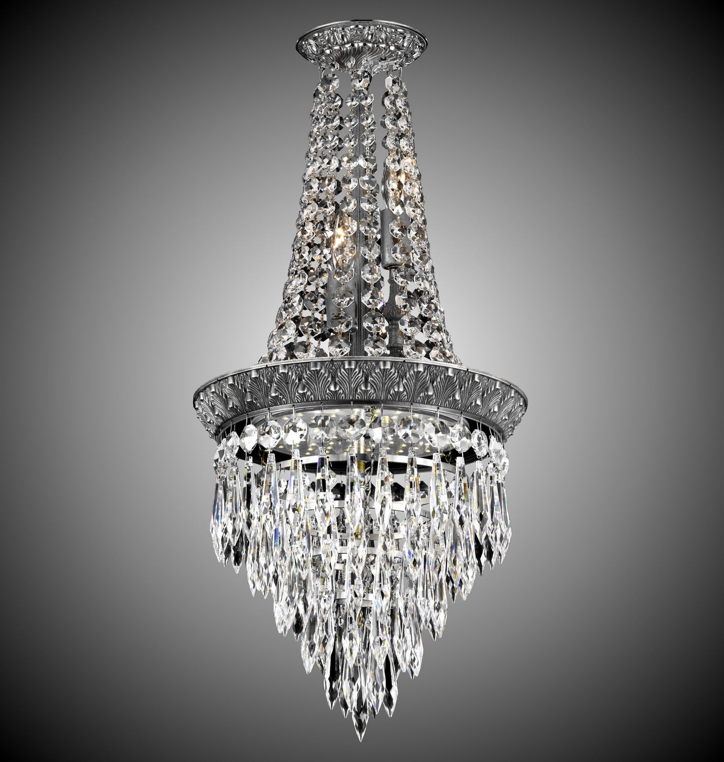 American Brass & Crystal - CH8712-U-10G - Six Light Chandelier - Corinthian - Antique Silver