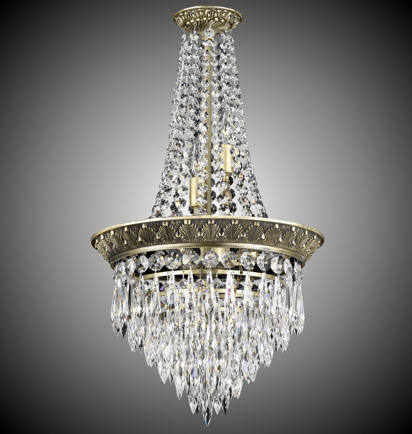 American Brass & Crystal - CH8715-U-02G - Six Light Chandelier - Corinthian - Antique Black Glossy