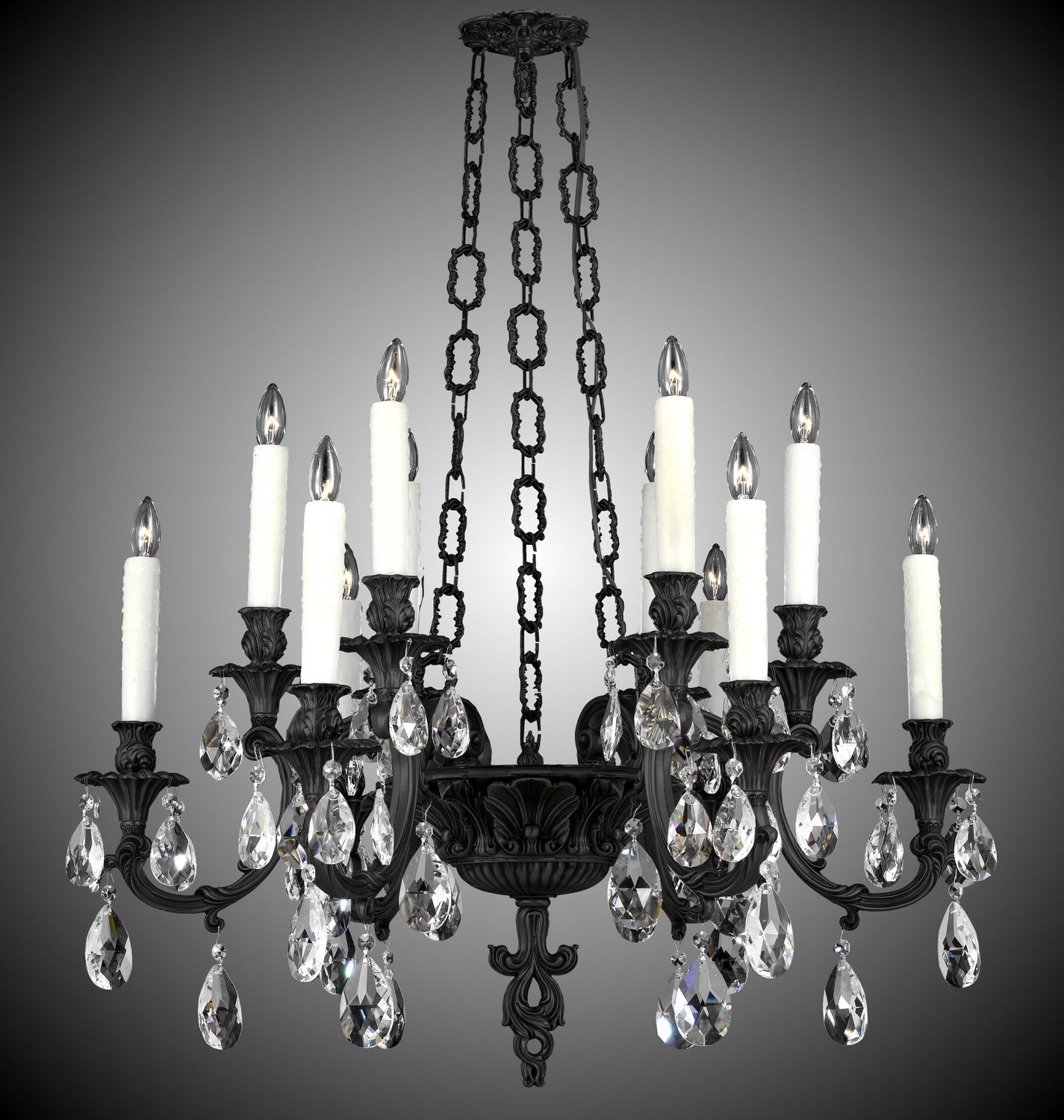 American Brass & Crystal - CH9015-O-05S-PI - 12 Light Chandelier - Blairsden - Old Bronze Satin