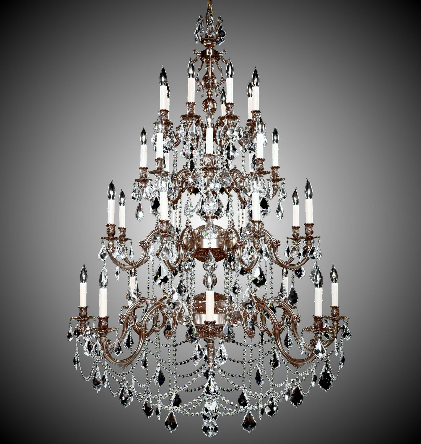 American Brass & Crystal - CH9583-A-03G-PI - 32 Light Chandelier - Rosetta - French Gold Glossy