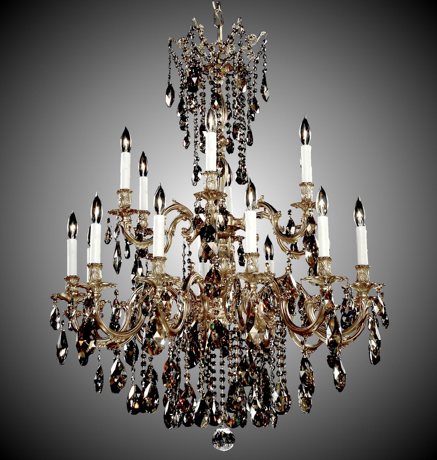 American Brass & Crystal - CH9824-OTK-16G-PI - 18 Light Chandelier - Bellagio - True Brass