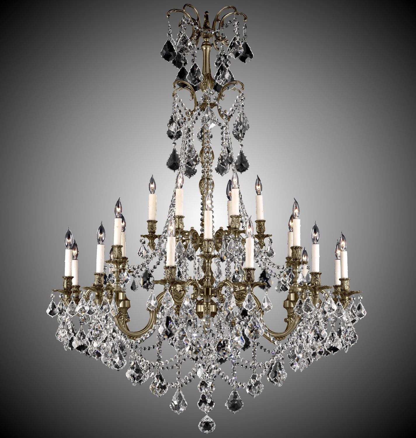 American Brass & Crystal - CH9867-A-02G-PI - 32 Light Chandelier - Sterling - Antique Black Glossy