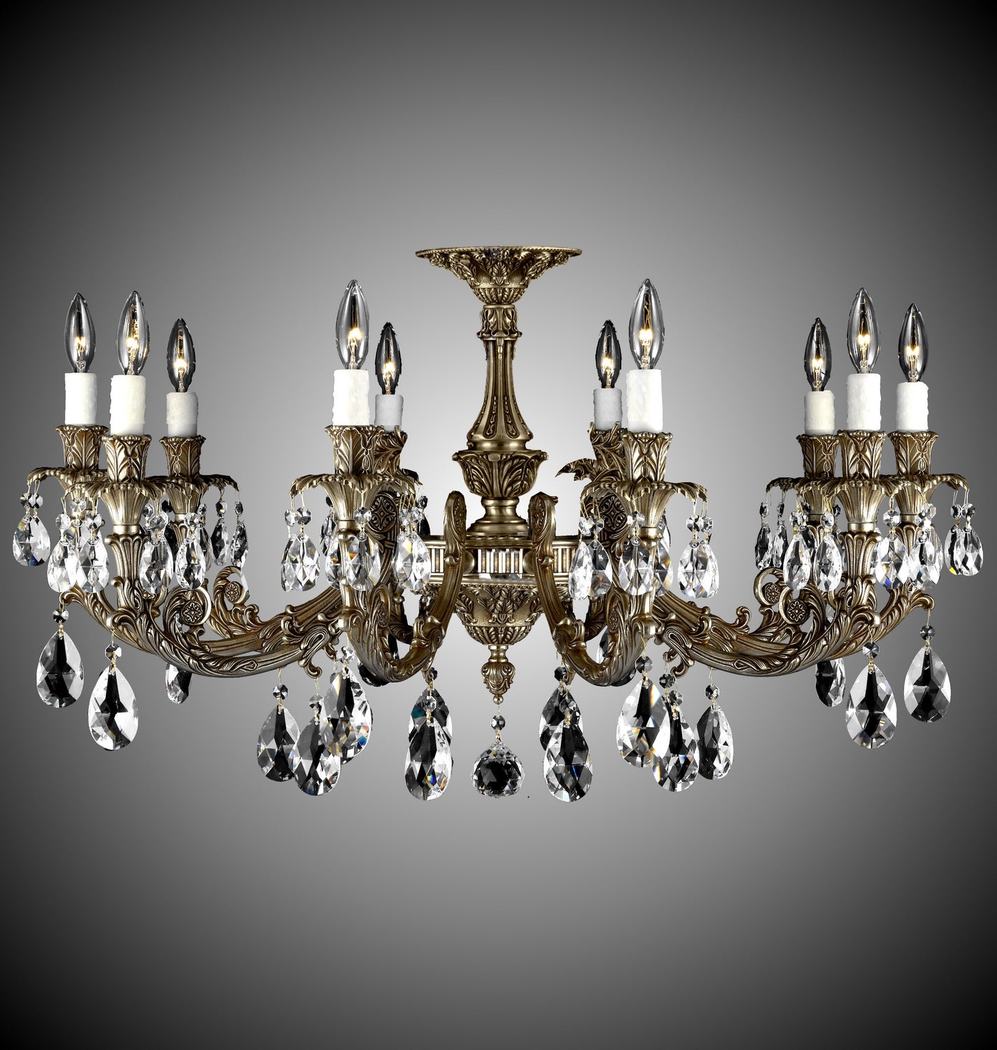 American Brass & Crystal - FM2018-O-03G-PI - Ten Light Flush Mount - Finisterra - French Gold Glossy