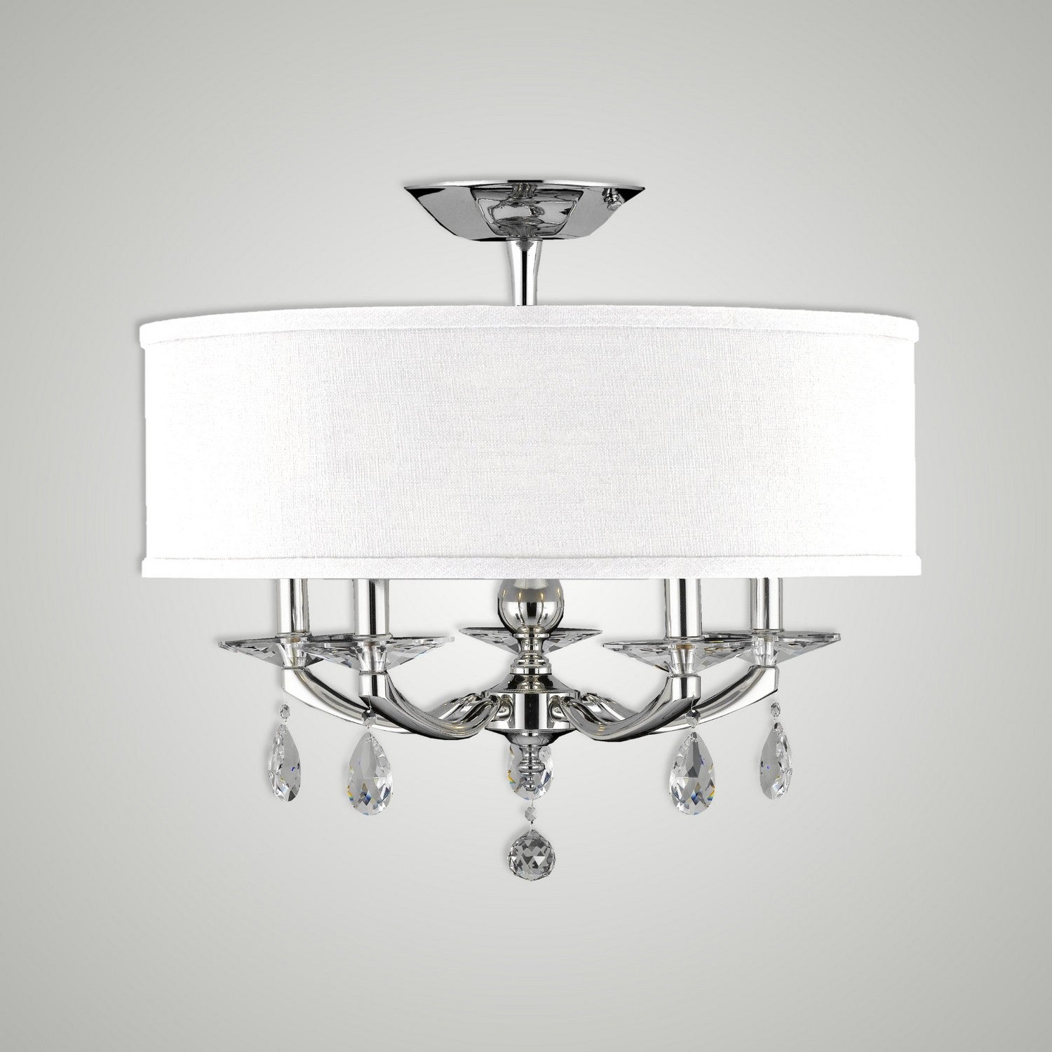 American Brass & Crystal - FM5494-O-38G-ST-HL - Five Light Semi-Flush Mount - Kensington - Polished Nickel