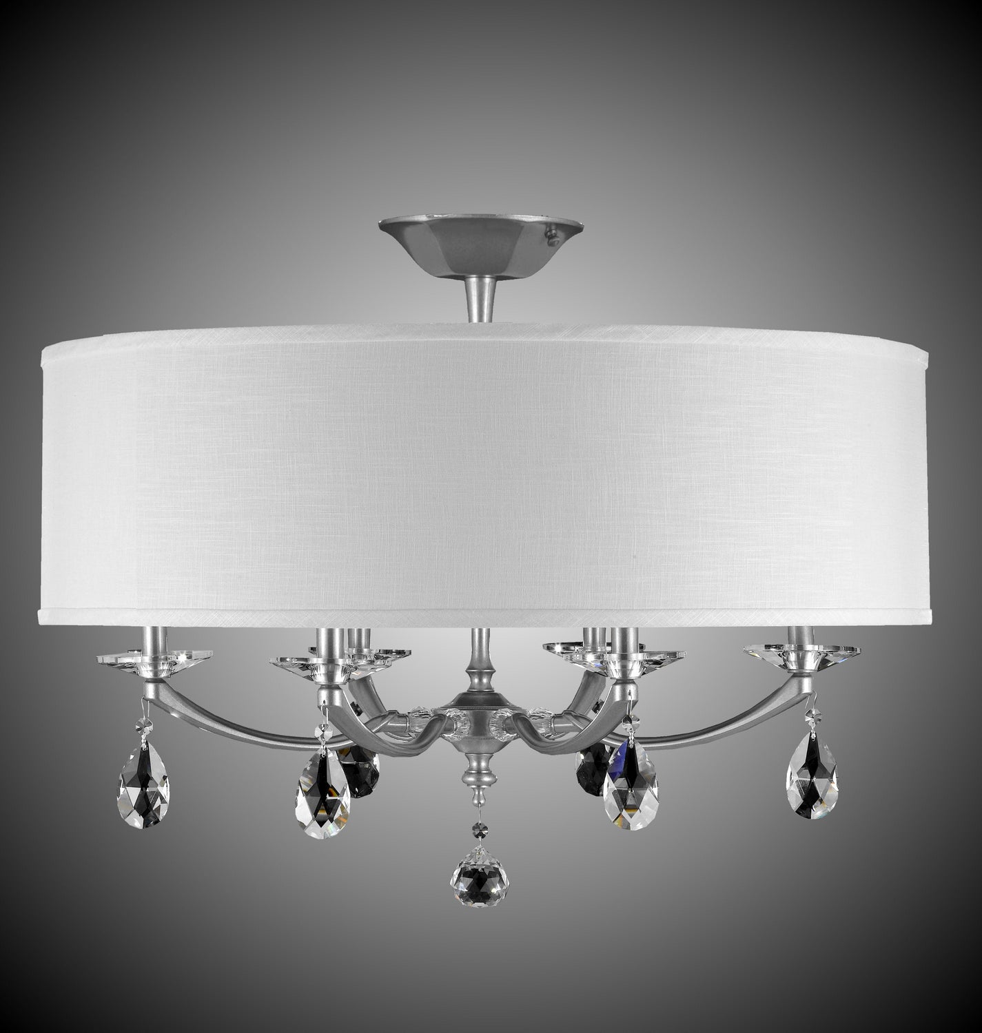 American Brass & Crystal - FM5496-O-37G-ST-HL - Six Light Flush Mount - Kensington - Pewter