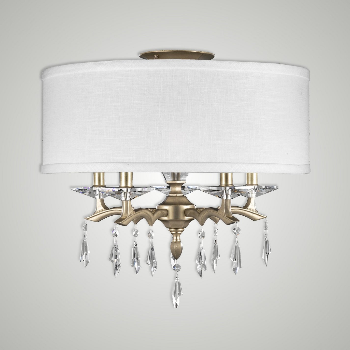 American Brass & Crystal - FM5622-G-36G-ST-HL - Five Light Semi-Flush Mount - Kaya - Old Brass