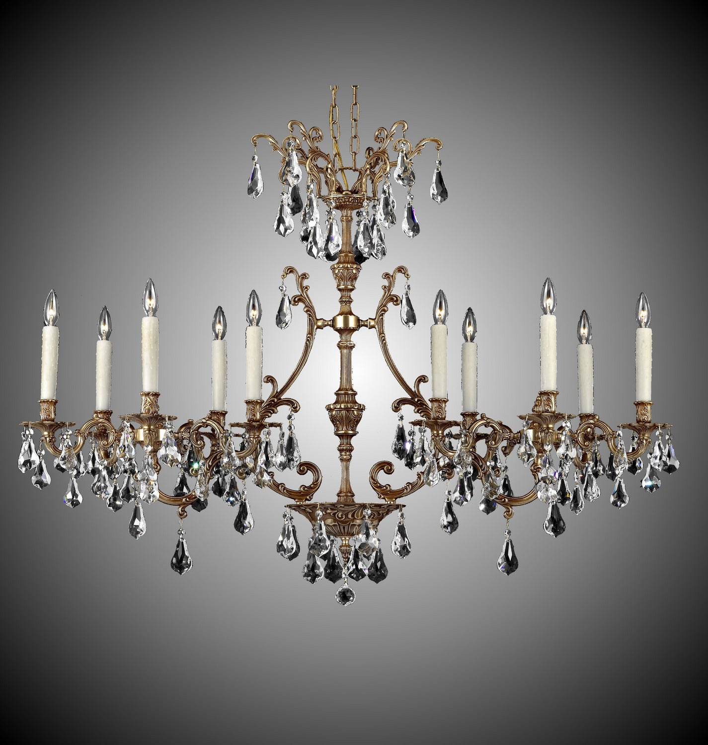 American Brass & Crystal - IL9674-2-ATK-03G-PI - Ten Light Island Pendant - Chateau - French Gold Glossy