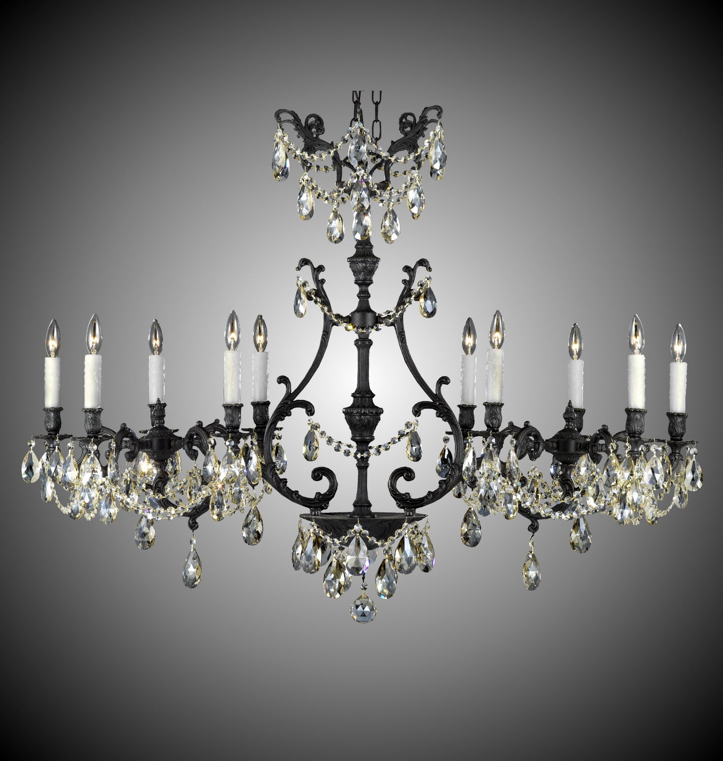 American Brass & Crystal - IL9684-2-OLN-13S-PI - Ten Light Island Pendant - Chateau - Aged Bronze satin