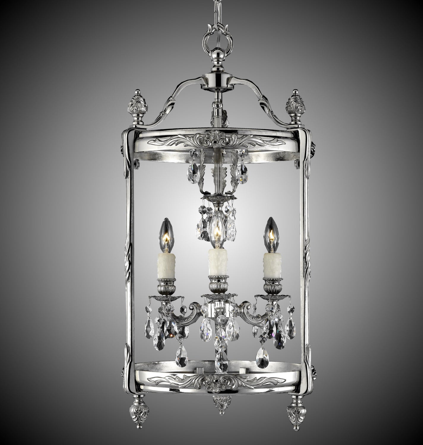 American Brass & Crystal - LT2213-O-08G-PI - Three Light Lantern - Lantern - Silver