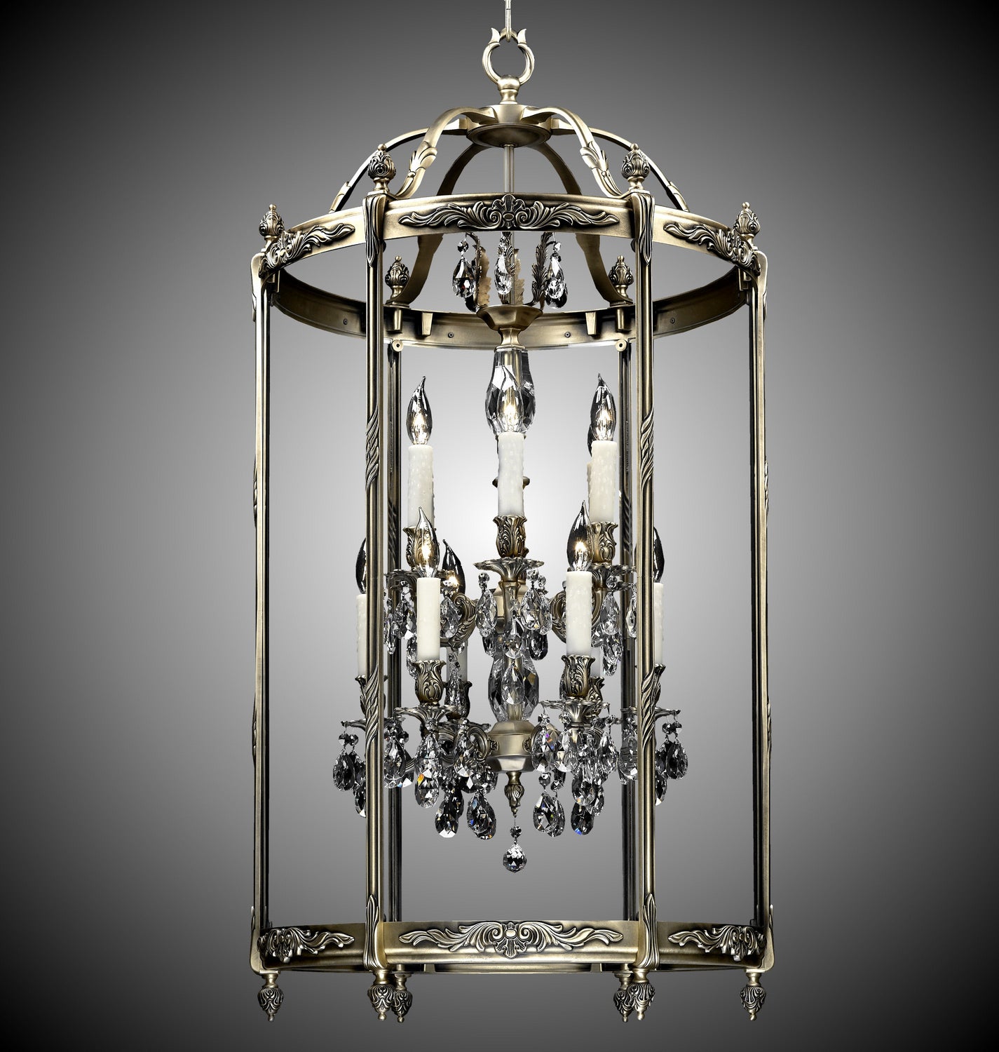 American Brass & Crystal - LT2224-O-02G-PI - 12 Light Lantern - Lantern - Antique Black Glossy