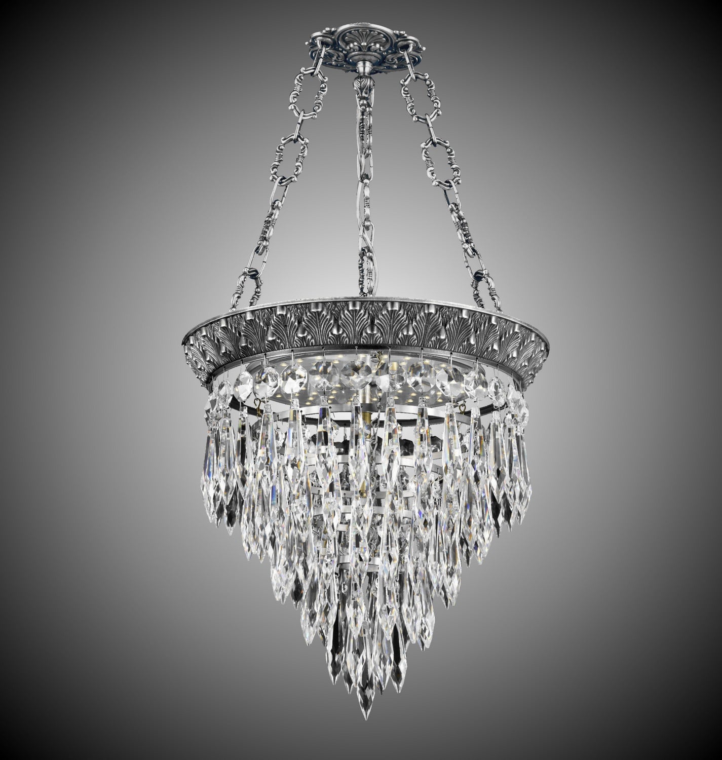 American Brass & Crystal - PD8312-U-10G - Three Light Pendant - Corinthian - Antique Silver