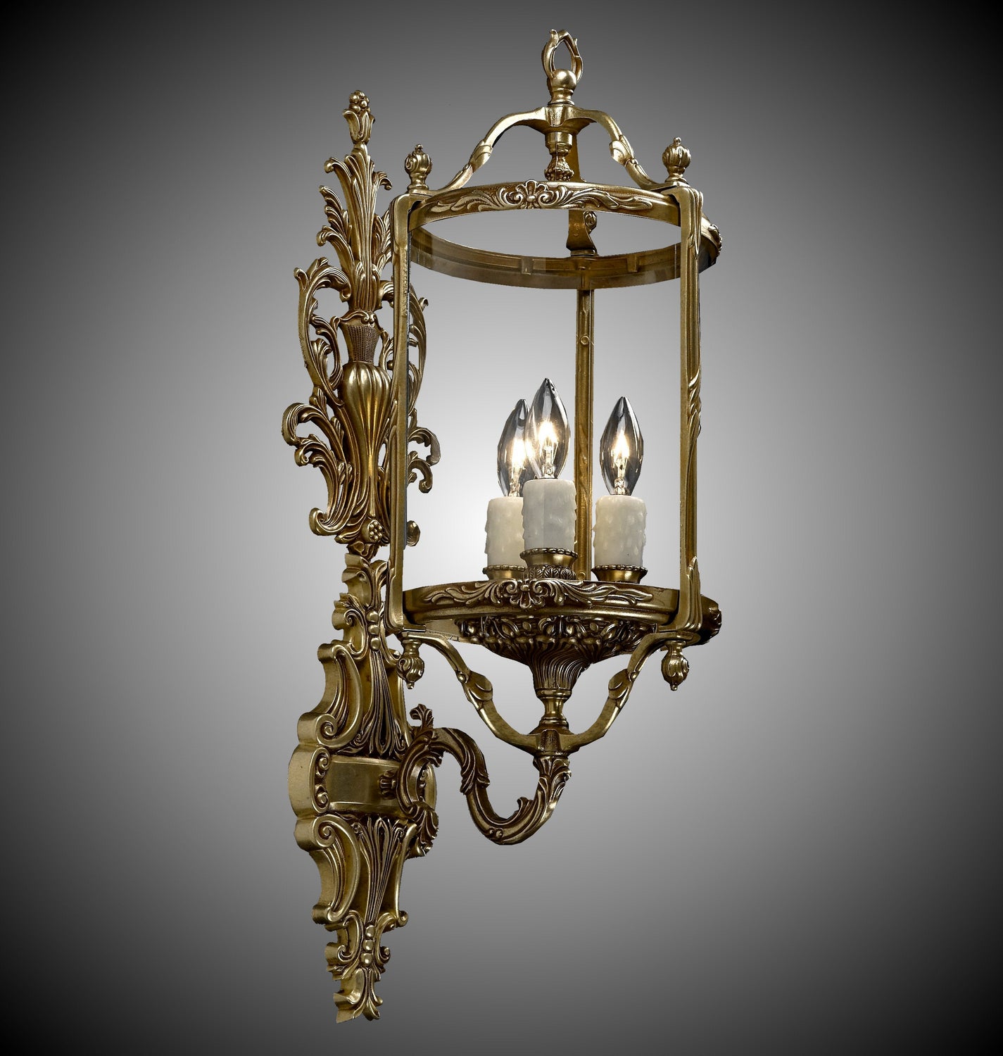 American Brass & Crystal - WS2184-03G-PI - Three Light Wall Sconce - Lantern - French Gold Glossy