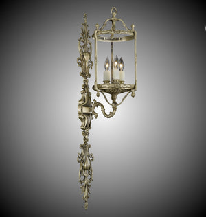 American Brass & Crystal - WS2187-02G-PI - Three Light Wall Sconce - Lantern - Antique Black Glossy