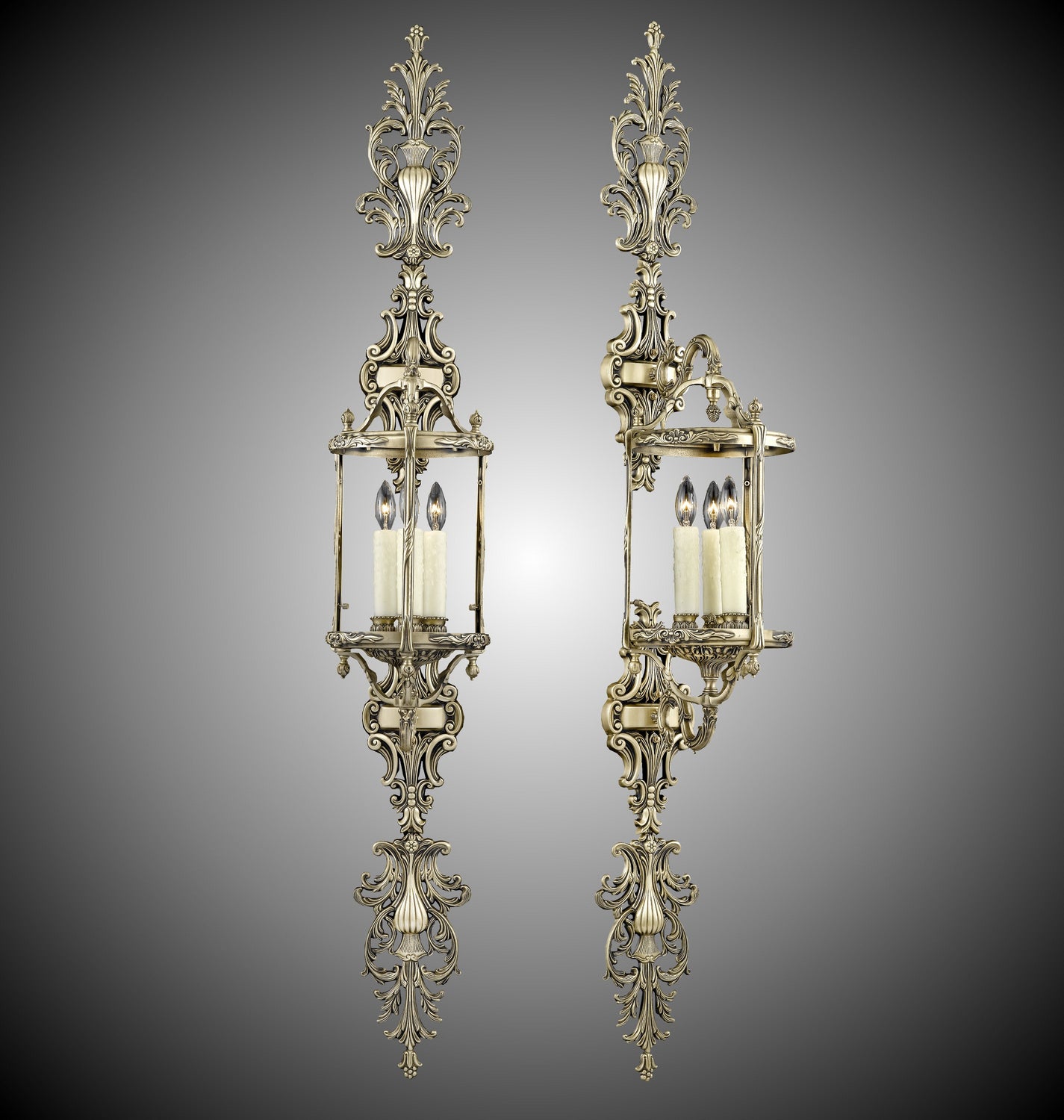 American Brass & Crystal - WS2190-02G-PI - Three Light Wall Sconce - Lantern - Antique Black Glossy