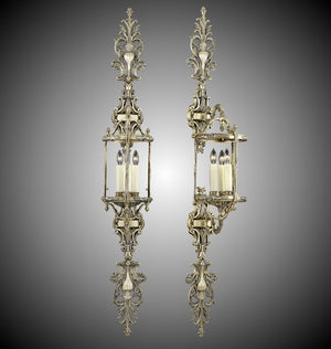 American Brass & Crystal - WS2190-02G-PI - Three Light Wall Sconce - Lantern - Antique Black Glossy