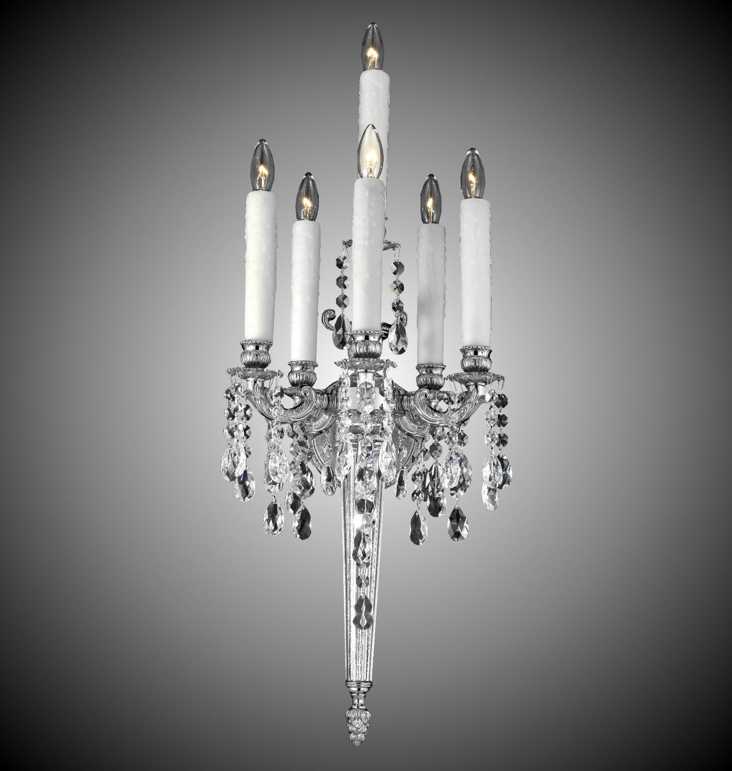 American Brass & Crystal - WS2216-O-08G-PI - Six Light Wall Sconce - Wall Sconces - Silver