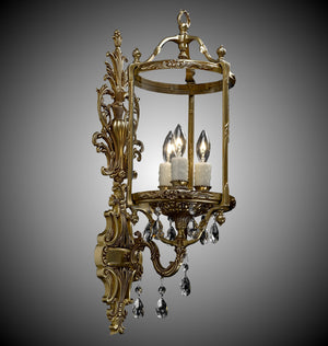 American Brass & Crystal - WS2284-O-03G-PI - Three Light Wall Sconce - Lantern - French Gold Glossy