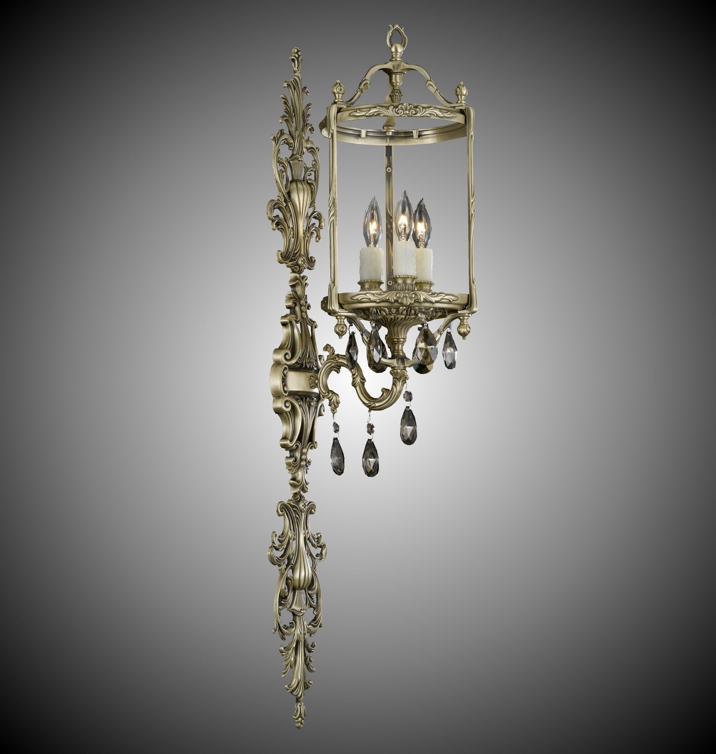 American Brass & Crystal - WS2287-OTK-02G-PI - Three Light Wall Sconce - Lantern - Antique Black Glossy