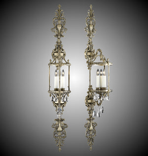 American Brass & Crystal - WS2290-O-02G-PI - Three Light Wall Sconce - Lantern - Antique Black Glossy