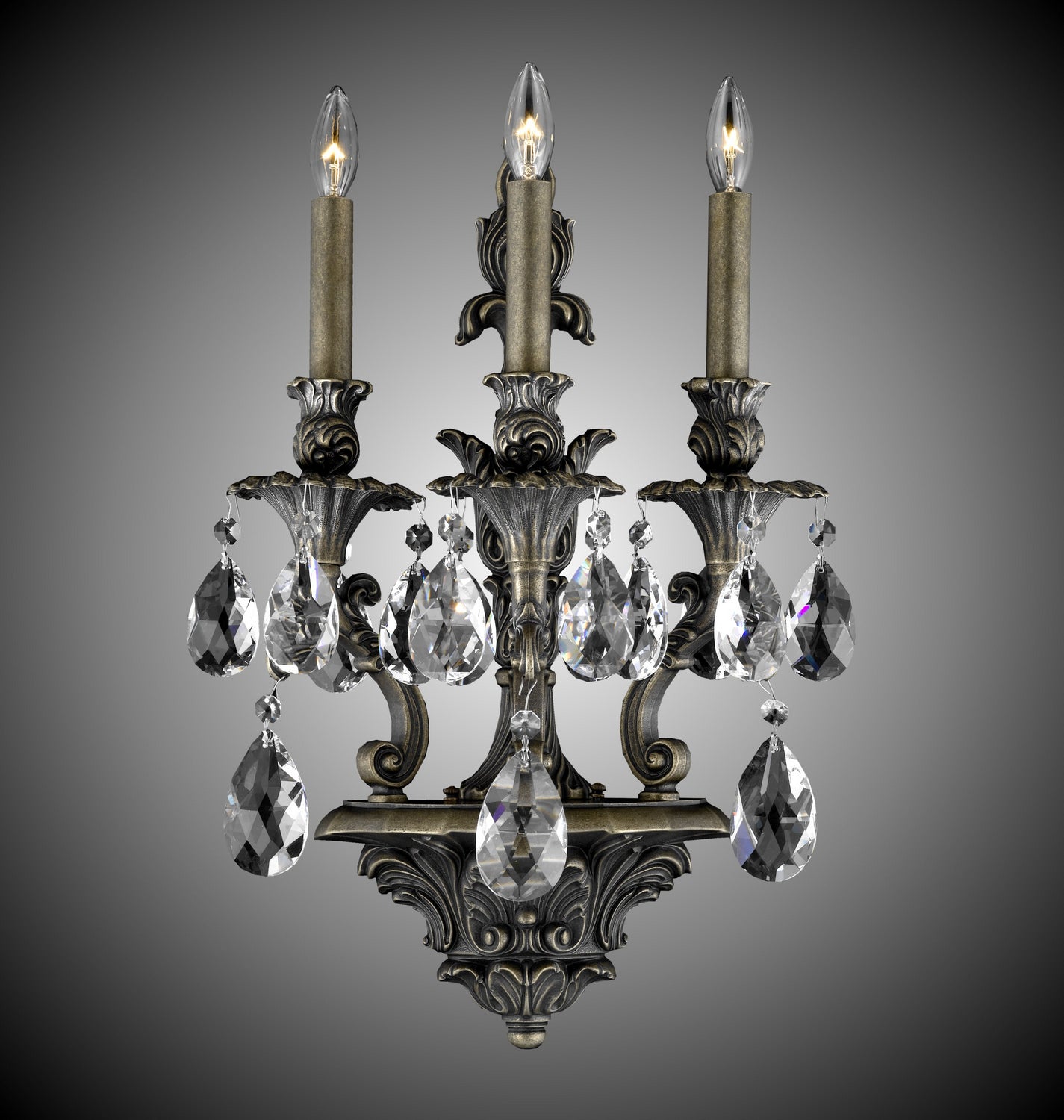 American Brass & Crystal - WS9083-O-21S-ST - Three Light Wall Sconce - Blairsden - Palace Bronze