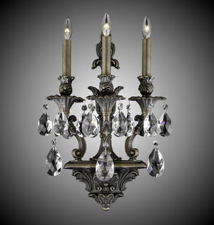 American Brass & Crystal - WS9083-O-21S-ST - Three Light Wall Sconce - Blairsden - Palace Bronze