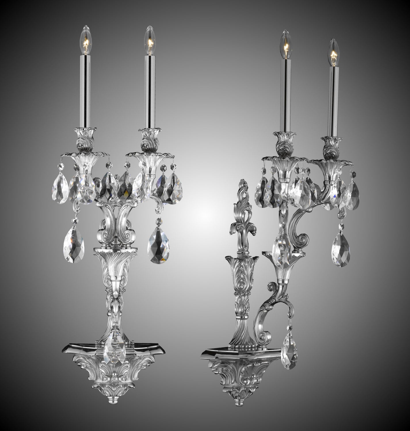 American Brass & Crystal - WS9085-O-08G-ST - Two Light Wall Sconce - Blairsden - Silver