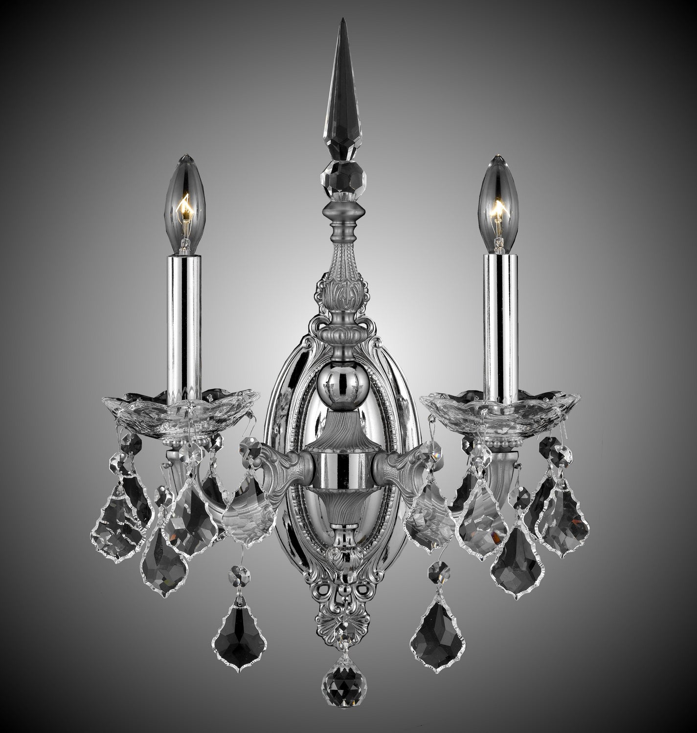 American Brass & Crystal - WS9392-A-07G-08G-ST - Two Light Wall Sconce - Venetian - Satin Nickel w/ Silver Accents