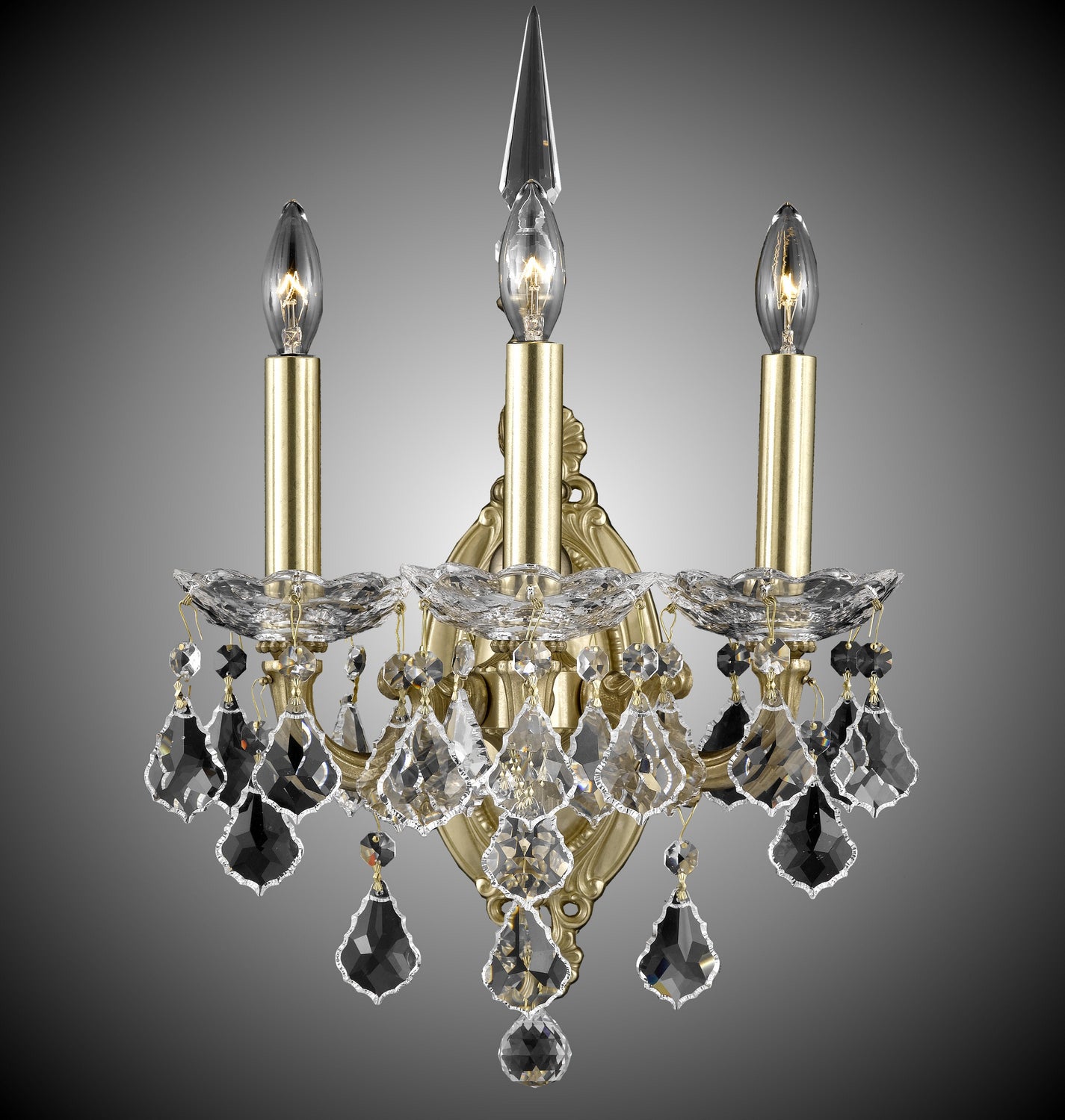 American Brass & Crystal - WS9393-A-16G-ST - Three Light Wall Sconce - Venetian - True Brass