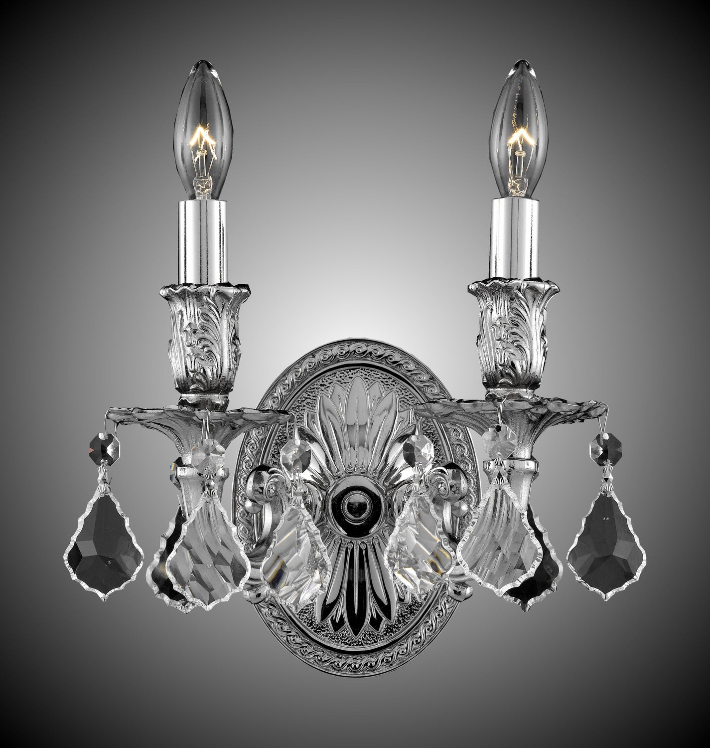 American Brass & Crystal - WS9402-A-08G-ST - Two Light Wall Sconce - Wall Sconce - Silver