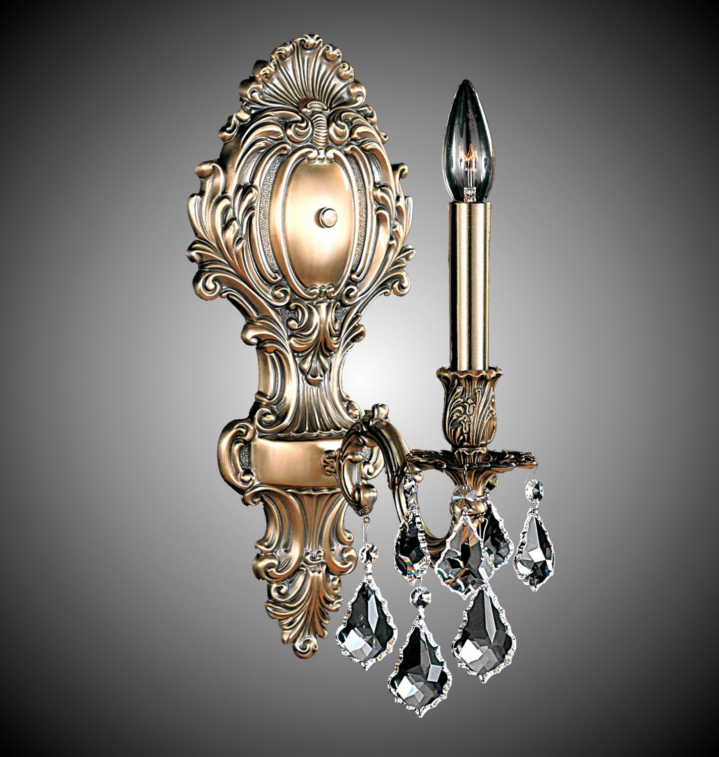 American Brass & Crystal - WS9423-A-02G-ST - One Light Wall Sconce - Wall Sconce - Antique Black Glossy