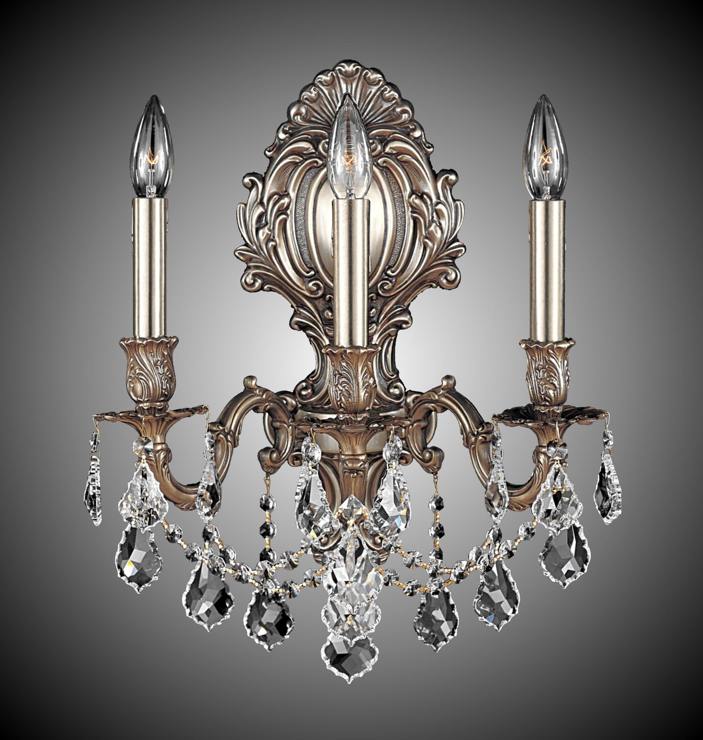 American Brass & Crystal - WS9425-A-03G-ST - Three Light Wall Sconce - Wall Sconce - French Gold Glossy