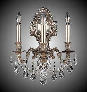 American Brass & Crystal - WS9425-A-03G-ST - Three Light Wall Sconce - Wall Sconce - French Gold Glossy