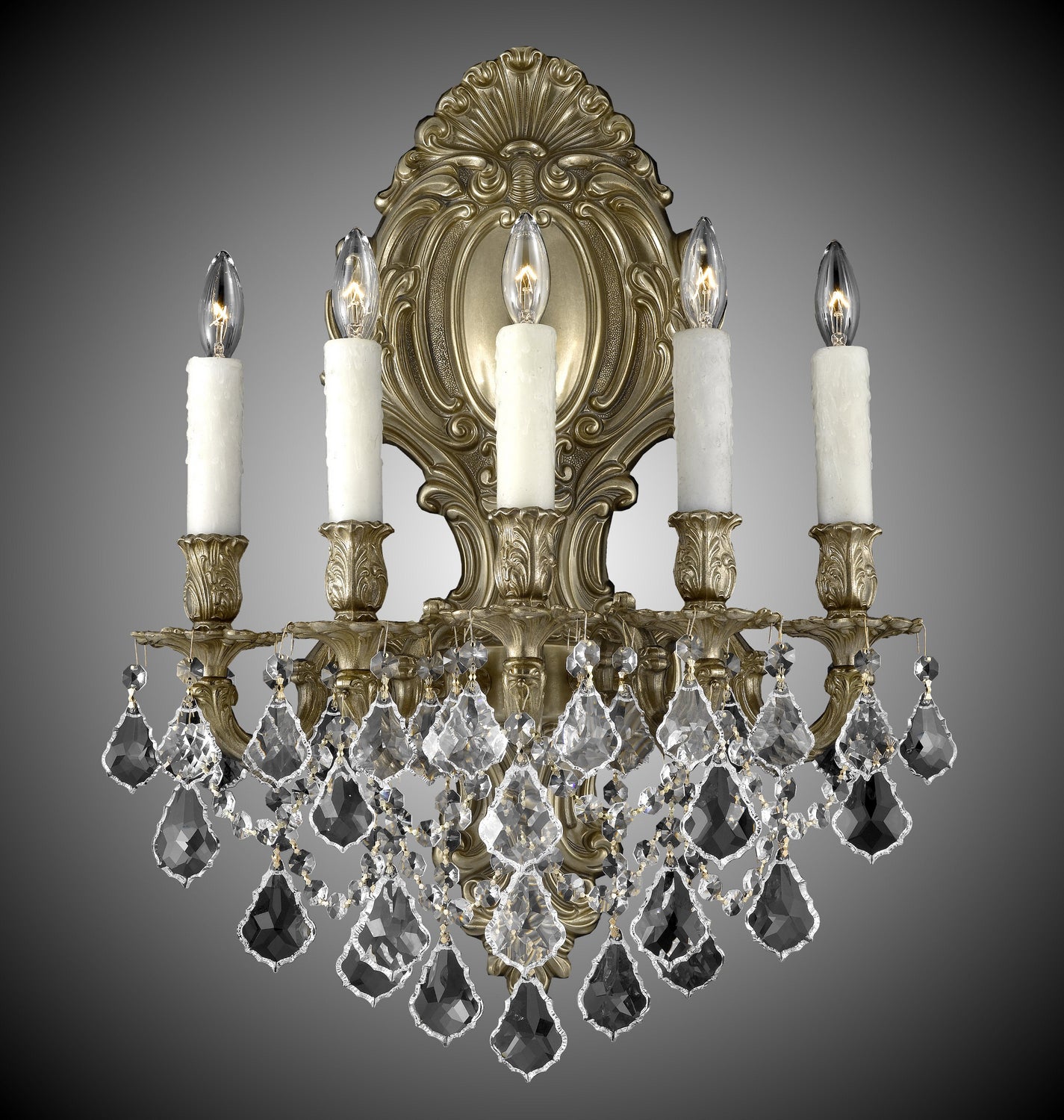 American Brass & Crystal - WS9429-A-16G-PI - Five Light Wall Sconce - Wall Sconce - True Brass