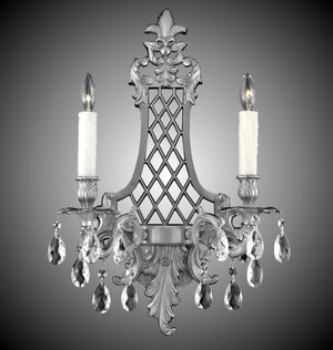 American Brass & Crystal - WS9454-O-07G-PI - Two Light Wall Sconce - Wall Sconce - Satin Nickel